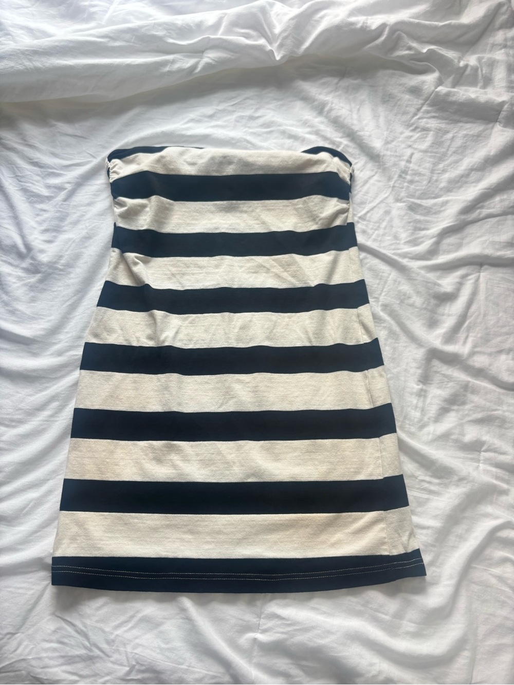 H&M Black and White Strapless Stripe Dress